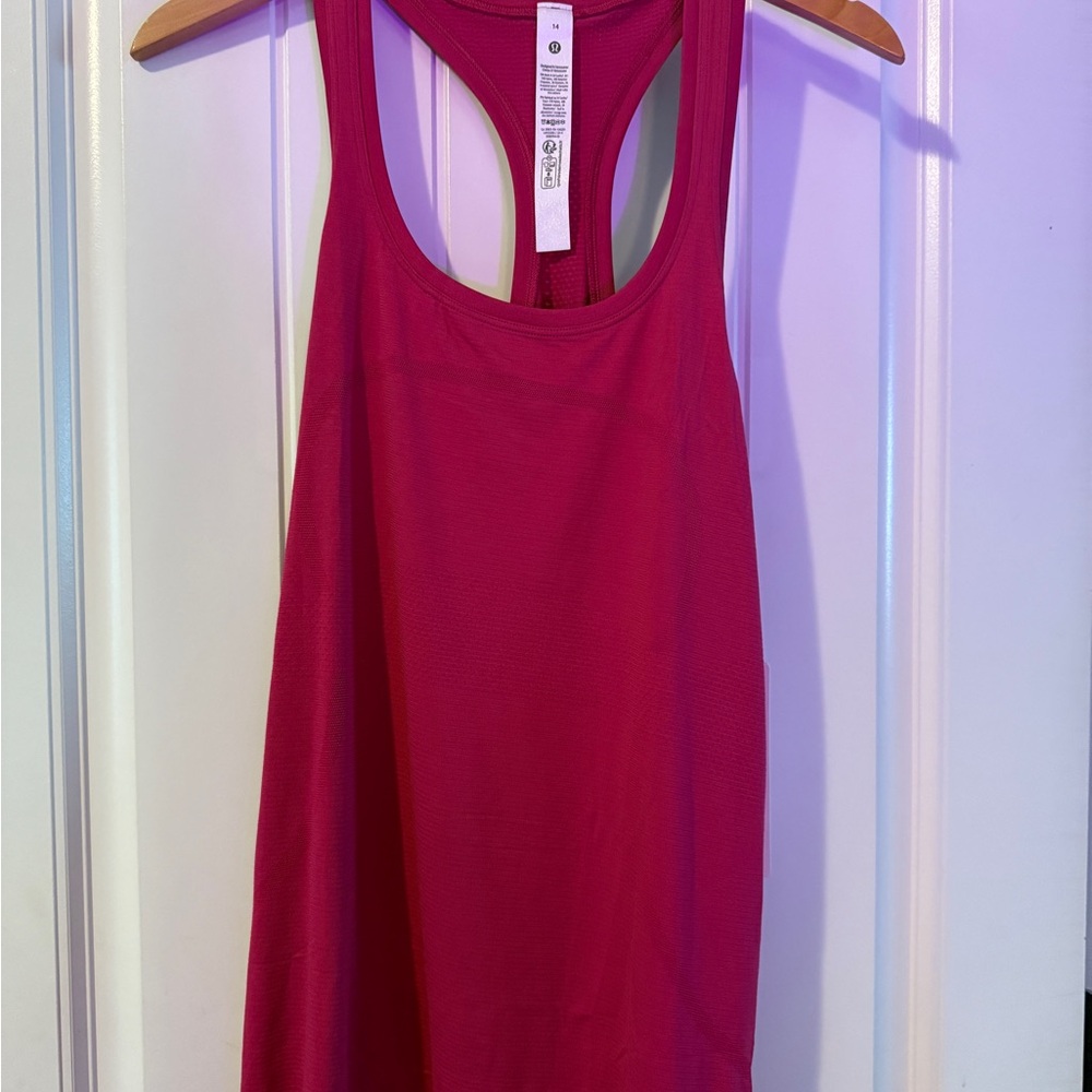 lululemon athletica swiftly racerback tank size 14 ripe raspberry new hip length